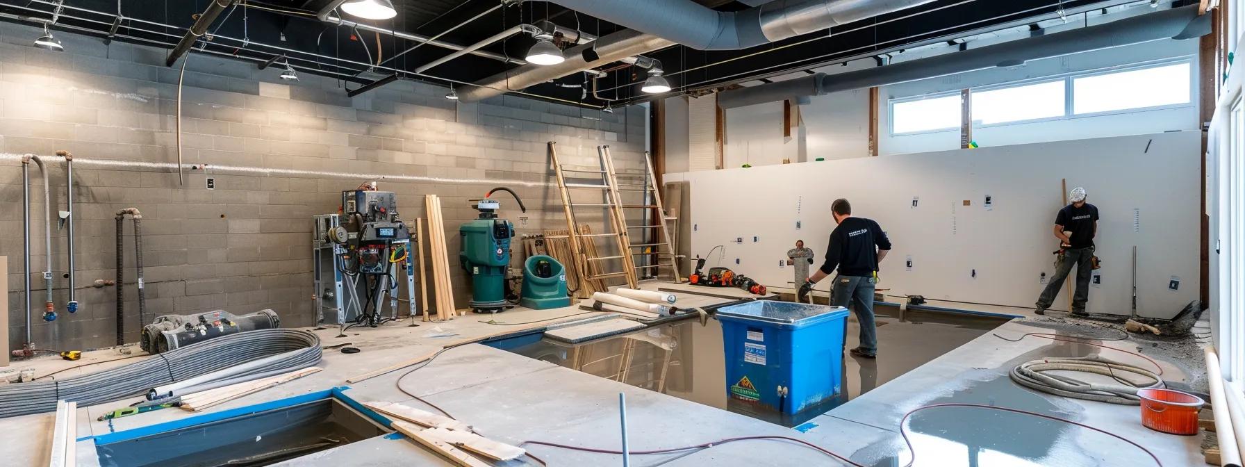Team of professionals sealing a basement for waterproofing and safety in South Jersey.