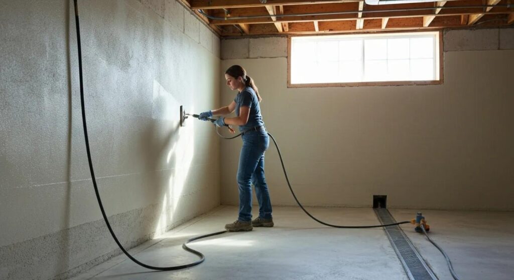 Expert waterproofing technician applying advanced techniques in a South Jersey basement